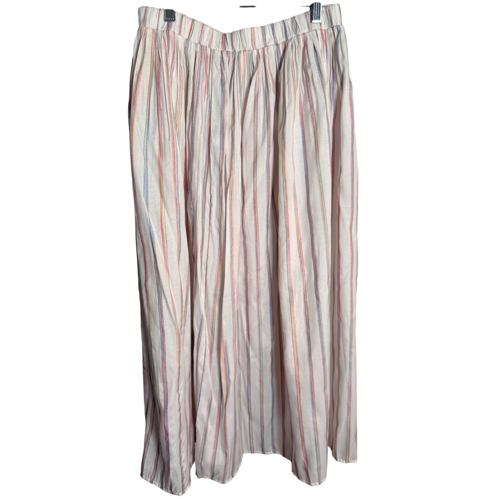 Sundays Maxi Skirt Women Size 1 Small White Multi Stripe Boho Summer Lightweight